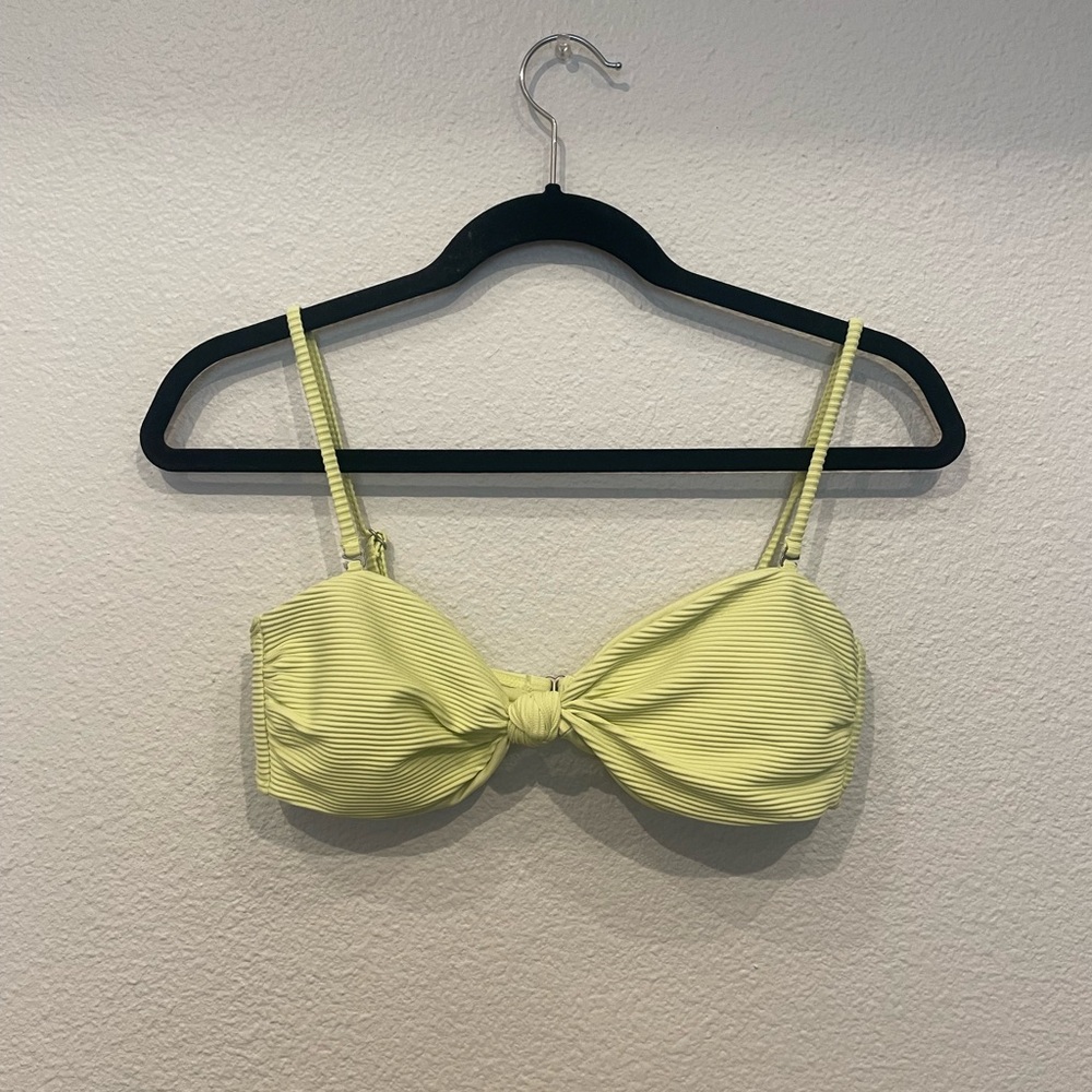 Billabong yellow green ribbed bandeau bikini top